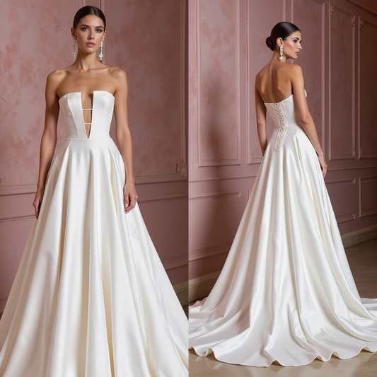 A-Line Wedding Gown with a Flowing Skirt for a Graceful Look