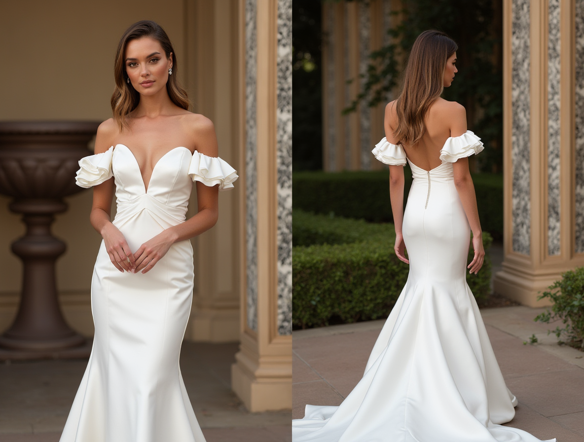 Glamorous White Mermaid Wedding Dress with a Sparkling Crystal Bodice