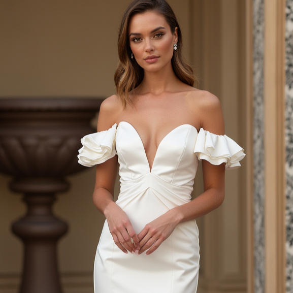 Glamorous White Mermaid Wedding Dress with a Sparkling Crystal Bodice