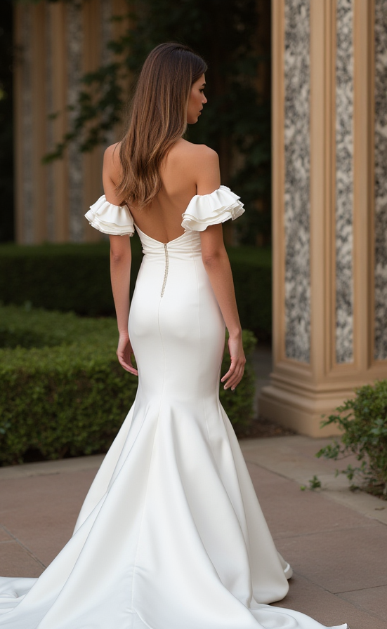 Glamorous White Mermaid Wedding Dress with a Sparkling Crystal Bodice
