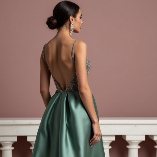 Chic Evening Dress and Prom Dress with a Floor-Length Train for a Dramatic Effect