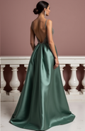 Chic Evening Dress and Prom Dress with a Floor-Length Train for a Dramatic Effect