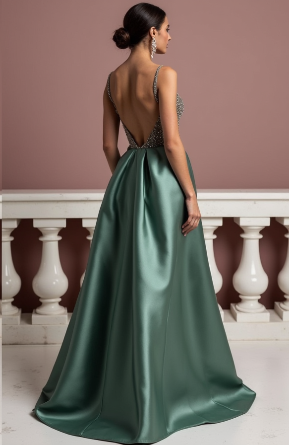Chic Evening Dress and Prom Dress with a Floor-Length Train for a Dramatic Effect
