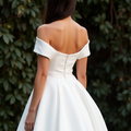 White Elegant Princess Wedding Dress with Off-the-Shoulder Sleeves