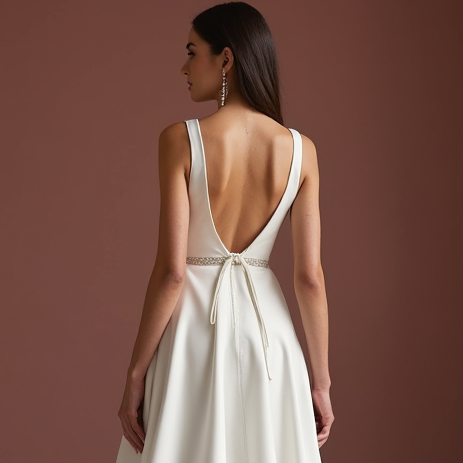 Flattering White A-Line Bridal Gown with a Natural Waistline for a Slim Fit