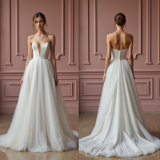 A-Line Wedding Dress with a Long Train for a Grand Bridal Entrance