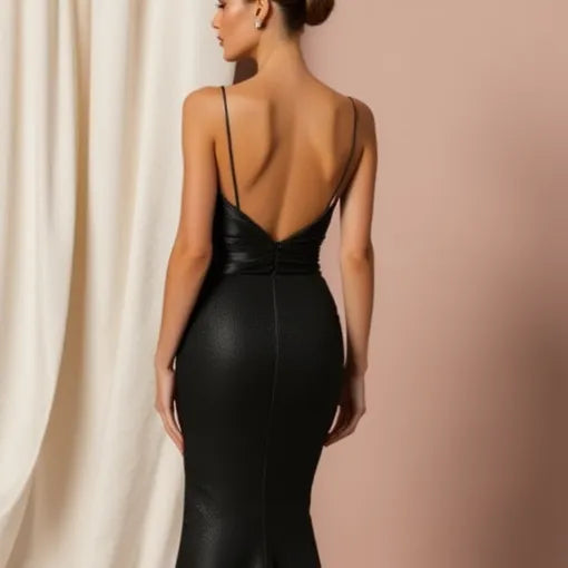 Black Wedding Dress with a Long Train for a Dark Fairytale Look