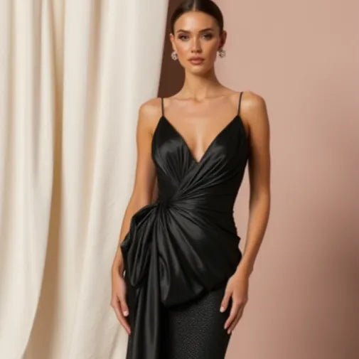 Black Wedding Dress with a Long Train for a Dark Fairytale Look