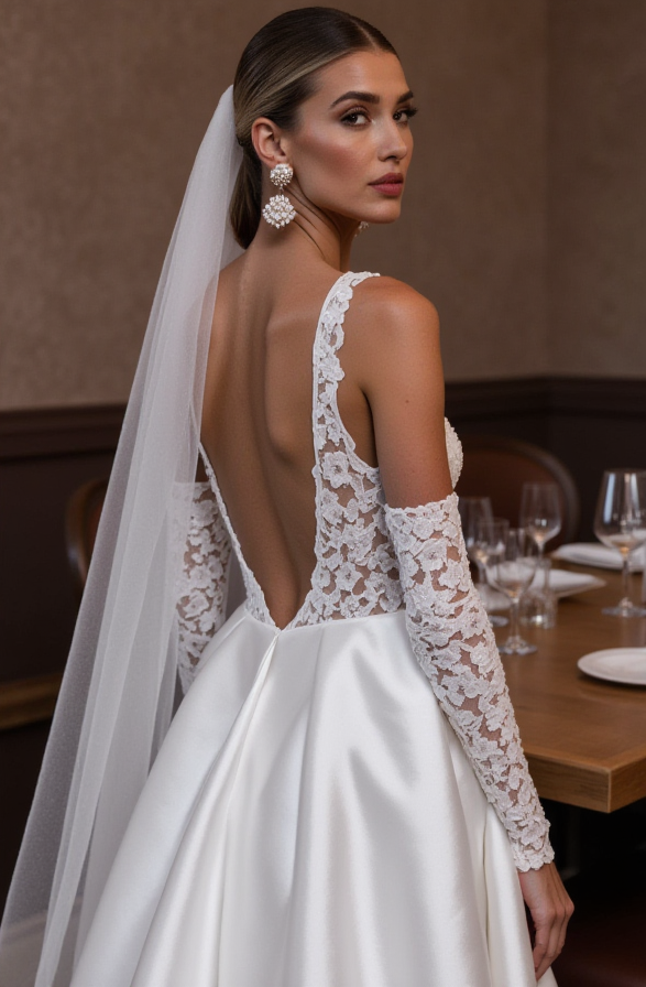 Beautiful A-Line Wedding Dress with Beaded Details for Extra Sparkle