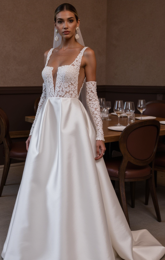 Beautiful A-Line Wedding Dress with Beaded Details for Extra Sparkle