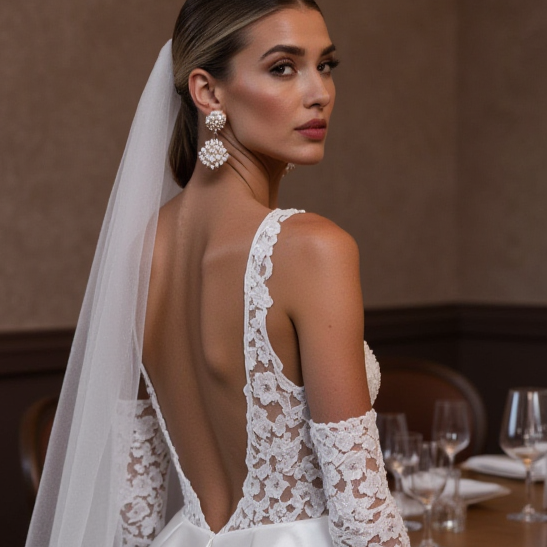 Beautiful A-Line Wedding Dress with Beaded Details for Extra Sparkle