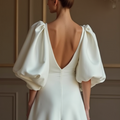 A-Line White Wedding Dress with a Low Back for a Sexy, Elegant Look