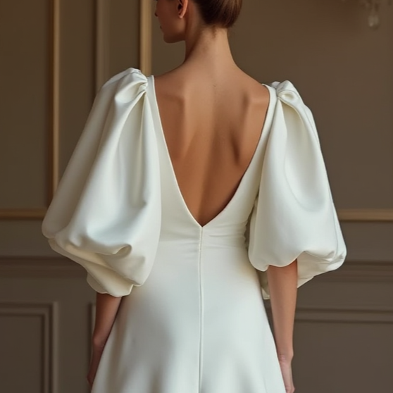 A-Line White Wedding Dress with a Low Back for a Sexy, Elegant Look