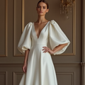 A-Line White Wedding Dress with a Low Back for a Sexy, Elegant Look