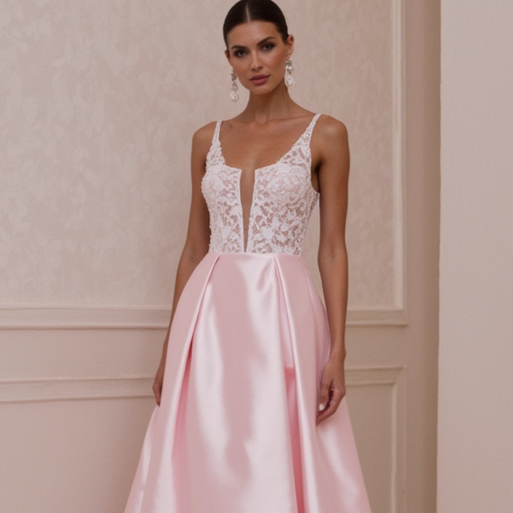 A-Line Bridal Gown with a Romantic Illusion Neckline