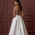 A-Line Wedding Dress with a Long Lace Train for a Dramatic Look