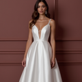 A-Line Wedding Dress with a Long Lace Train for a Dramatic Look