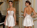 Stunning Short Wedding Dress and Mini Dress with a Satin Finish for a Luxurious Look