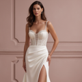 Elegant A-Line Bridal Gown with a Sheer Bodice for a Modern Twist