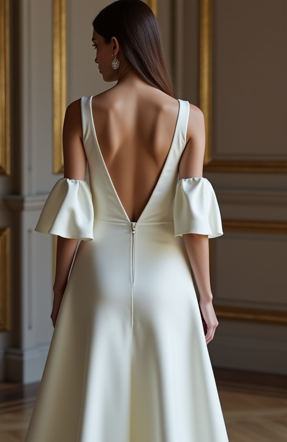 A-Line White Wedding Dress with a High-Neck Design for a Chic Look