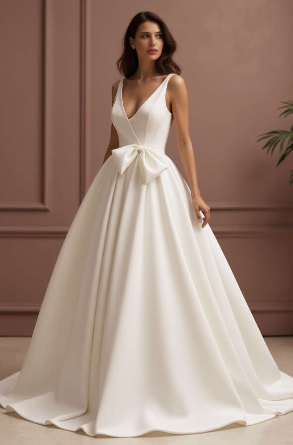 Elegant Princess Wedding Dress with a Lace Bodice for a Romantic Touch