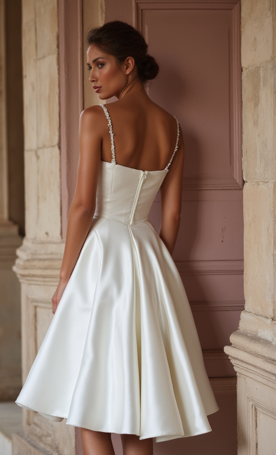 Chic Mini Short Wedding Dress with a Wrap Silhouette for a Flattering Fit