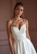 Chic Mini Short Wedding Dress with a Wrap Silhouette for a Flattering Fit