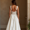 Timeless A-Line Wedding Dress with a Dramatic Off-the-Shoulder Neckline