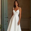 Timeless A-Line Wedding Dress with a Dramatic Off-the-Shoulder Neckline