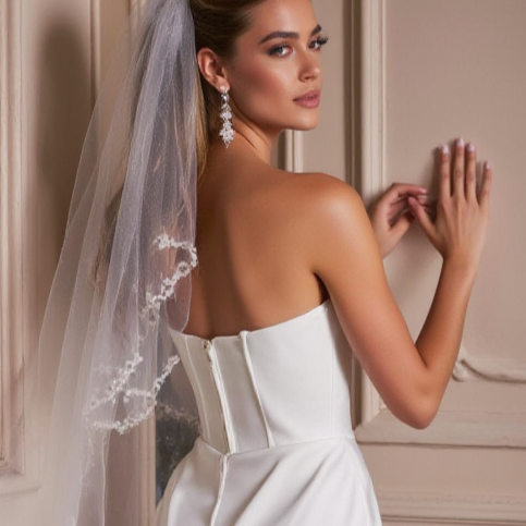 Romantic A-Line Gown with Floral Lace Details for a Soft Bridal Look