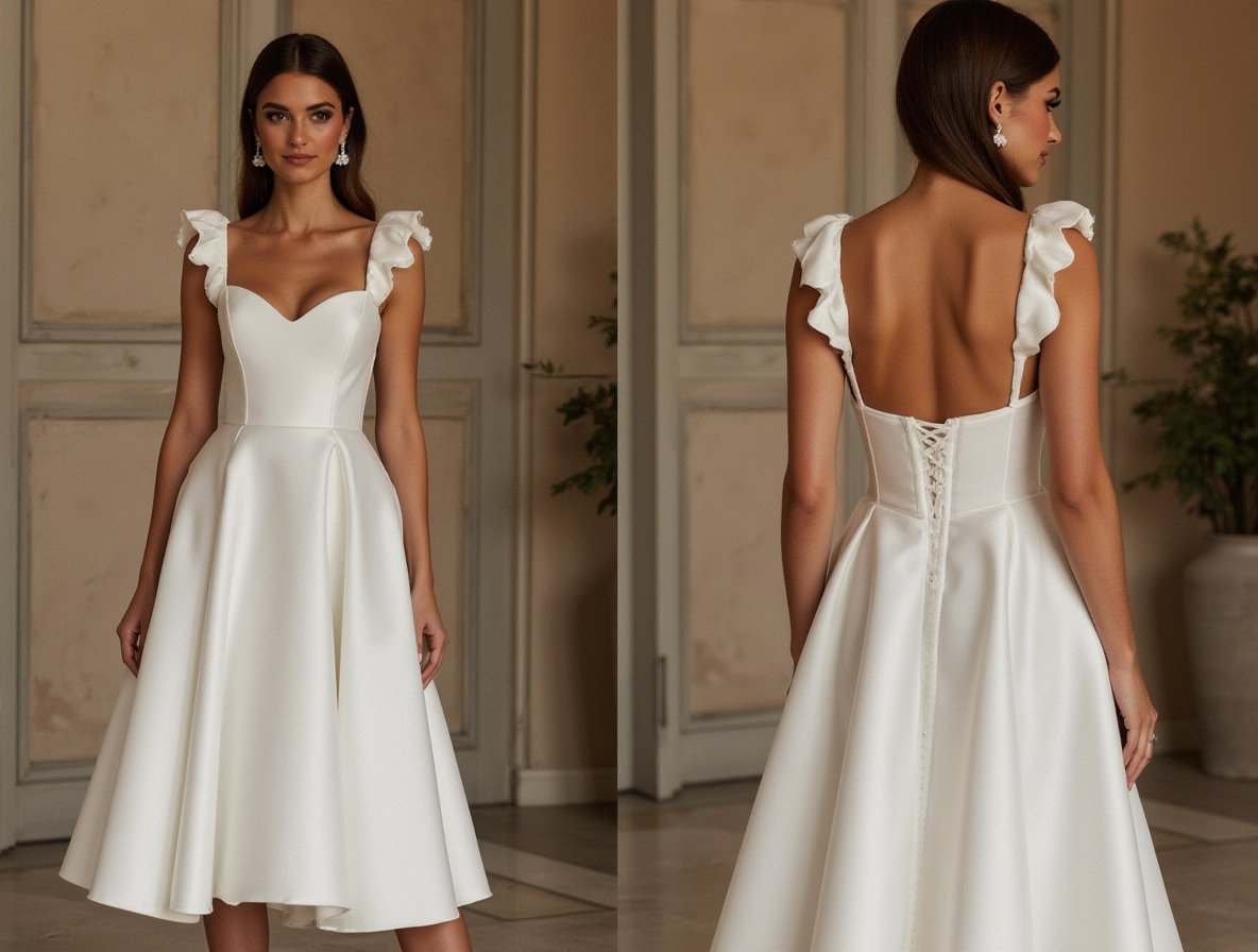 A-Line Wedding Dress with a Deep V-Neck for a Bold and Elegant Style