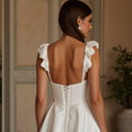 A-Line Wedding Dress with a Deep V-Neck for a Bold and Elegant Style