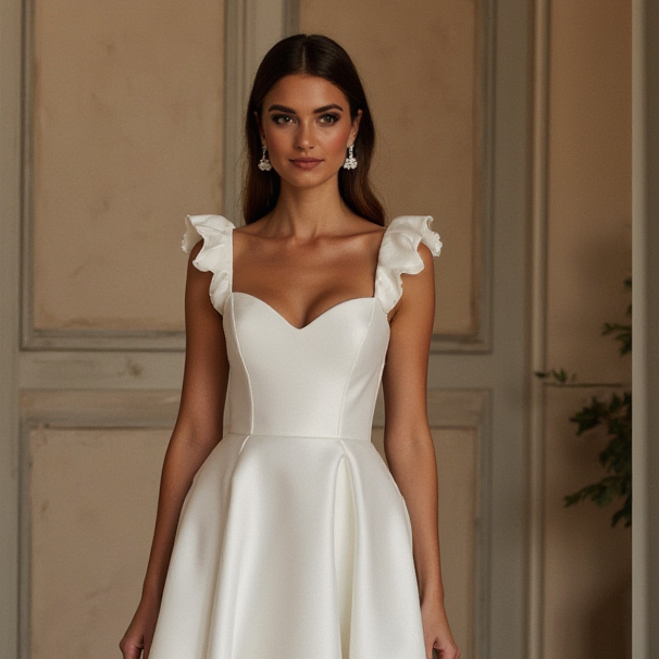 A-Line Wedding Dress with a Deep V-Neck for a Bold and Elegant Style