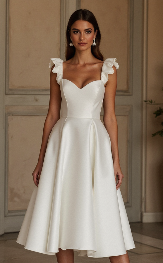 A-Line Wedding Dress with a Deep V-Neck for a Bold and Elegant Style