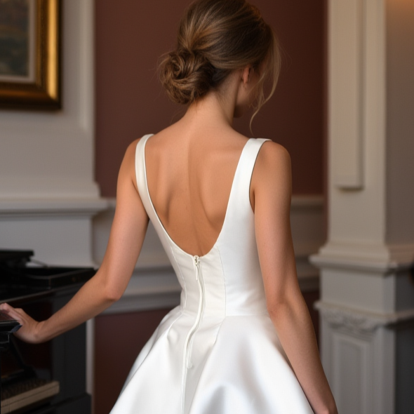 Chic Short Wedding Dress and Mini Dress with a High Neckline for a Sophisticated Style