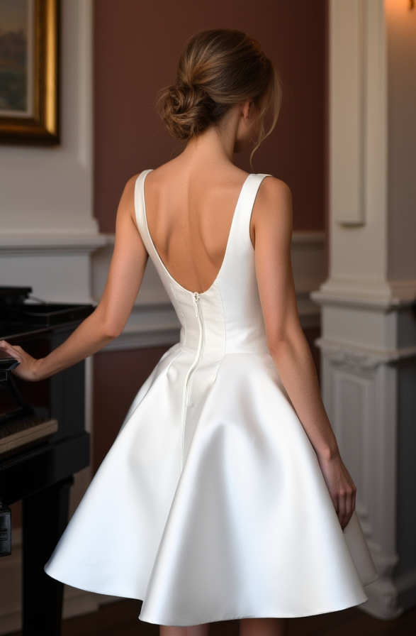 Chic Short Wedding Dress and Mini Dress with a High Neckline for a Sophisticated Style
