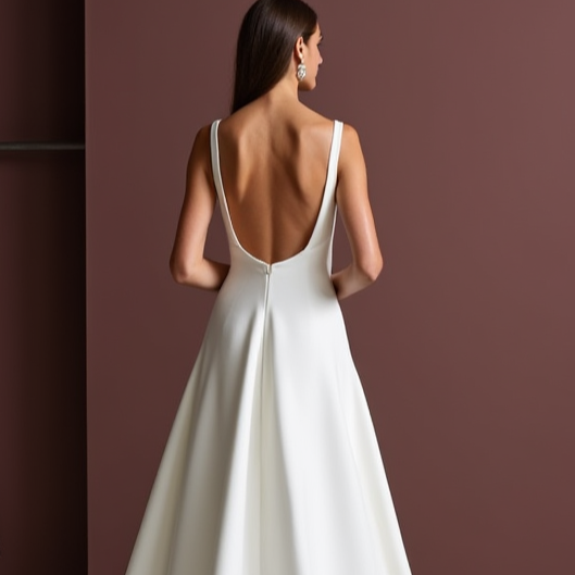Soft A-Line White Wedding Dress with Draped Layers for an Effortless Style