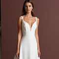 Soft A-Line White Wedding Dress with Draped Layers for an Effortless Style