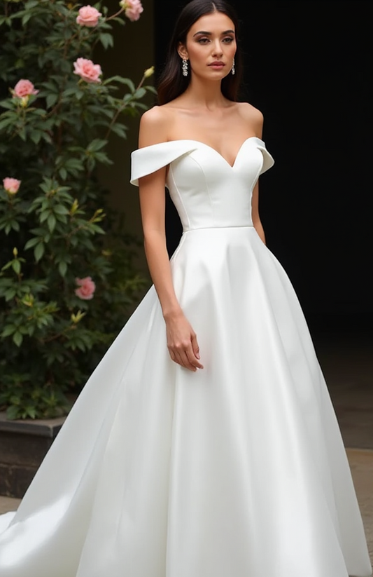 Princess Wedding Dress with Floral Appliqués for a Romantic Touch