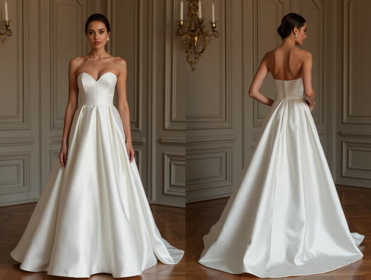 A-Line White Wedding Dress with Floral Embellishments for a Romantic Look