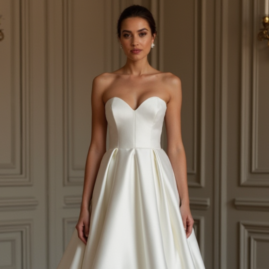 A-Line White Wedding Dress with Floral Embellishments for a Romantic Look