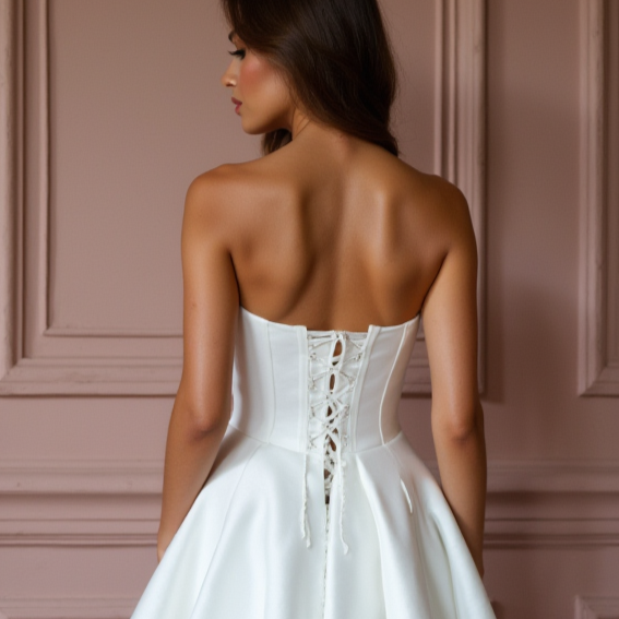 Sophisticated Mini Short Wedding Dress with a High Neckline for a Chic and Modest Look
