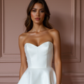 Sophisticated Mini Short Wedding Dress with a High Neckline for a Chic and Modest Look