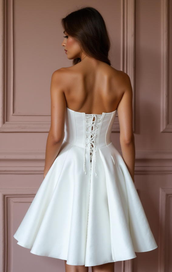 Sophisticated Mini Short Wedding Dress with a High Neckline for a Chic and Modest Look