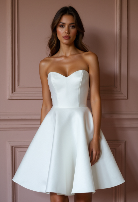 Sophisticated Mini Short Wedding Dress with a High Neckline for a Chic and Modest Look