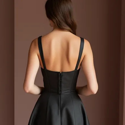 Gothic Black Wedding Dress with a Corset Bodice for a Dramatic Fit