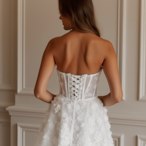Vintage-Inspired Short Wedding Dress and Mini Dress with Lace Appliqué