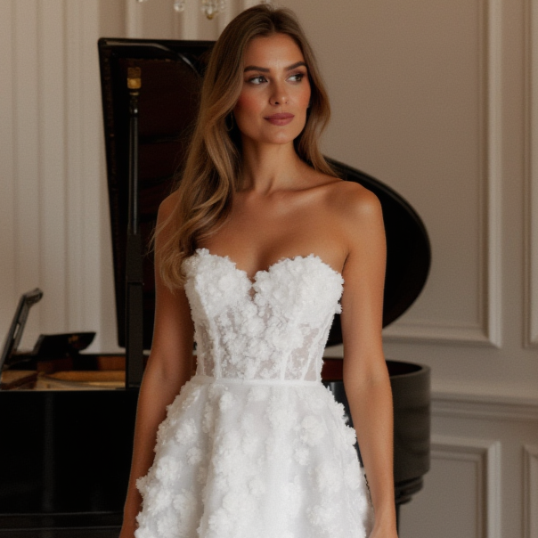 Vintage-Inspired Short Wedding Dress and Mini Dress with Lace Appliqué