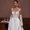 Elegant A-Line Gown with a Beaded Bodice for a Sparkling Bridal Look