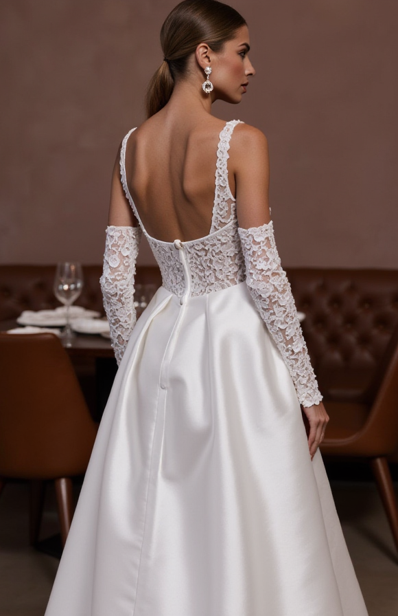 Elegant A-Line Gown with a Beaded Bodice for a Sparkling Bridal Look